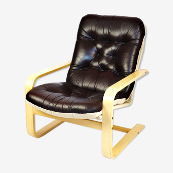 Scandinavian upholstered leather armchair