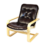 Scandinavian upholstered leather armchair