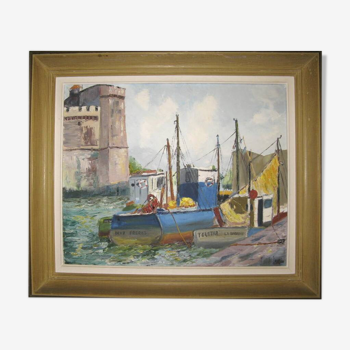 oil painting on canvas, marine signed J. Mary, La Rochelle