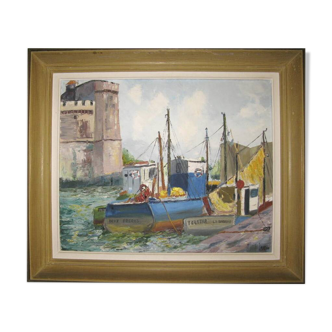oil painting on canvas, marine signed J. Mary, La Rochelle
