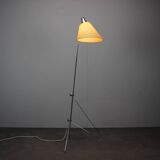 Napako giraffe floor lamp from the 1960s in chrome by Josef Hůrka with handmade parchment lampshade