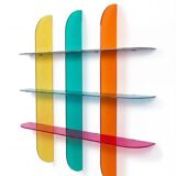 Multicoloured designer wall shelf in PMMA (plexiglass) 15 mm – 200×200×28 cm