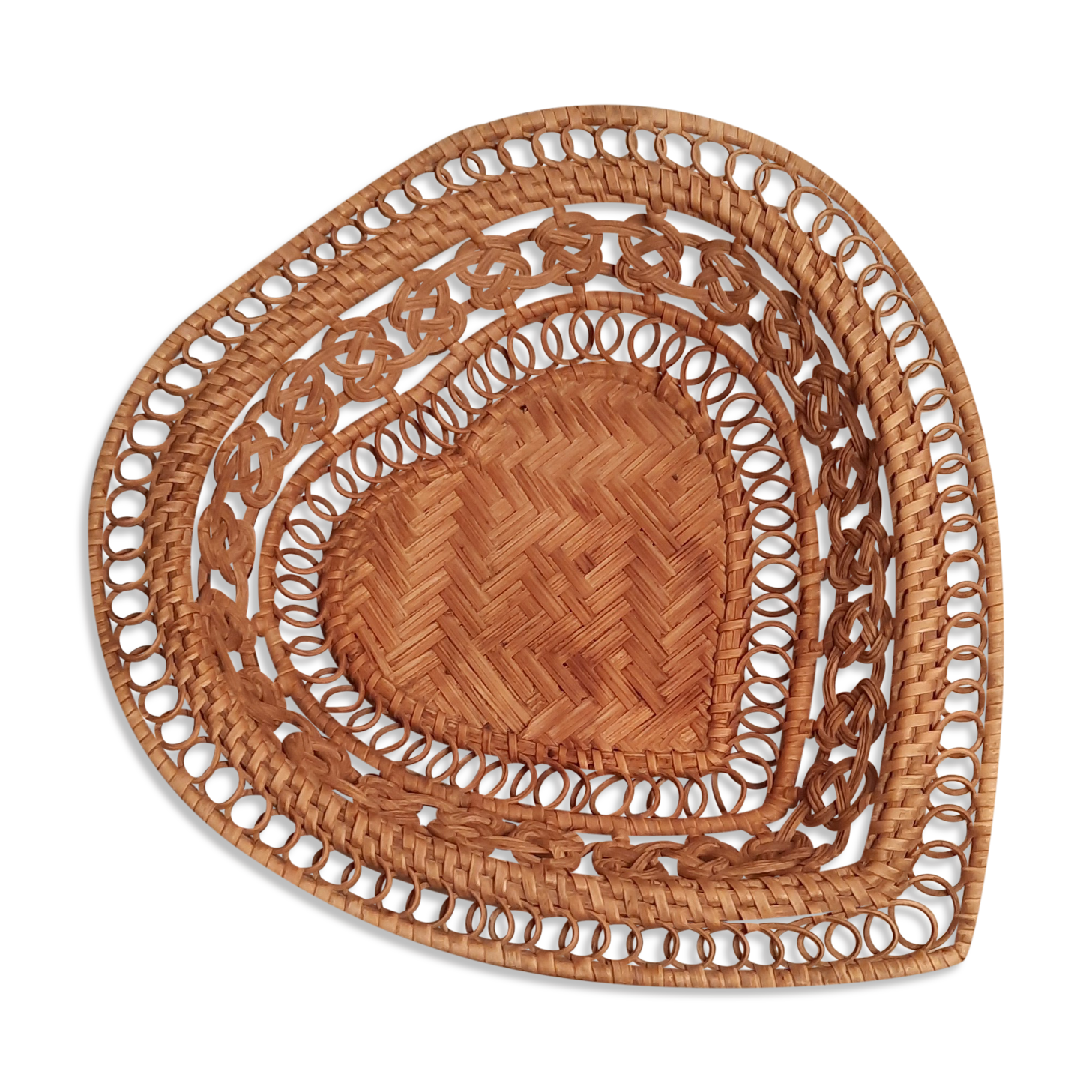 Basket old braided wicker heart shape