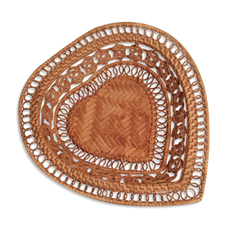 Basket old braided wicker heart shape