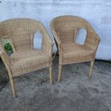 Pair of rattan armchairs