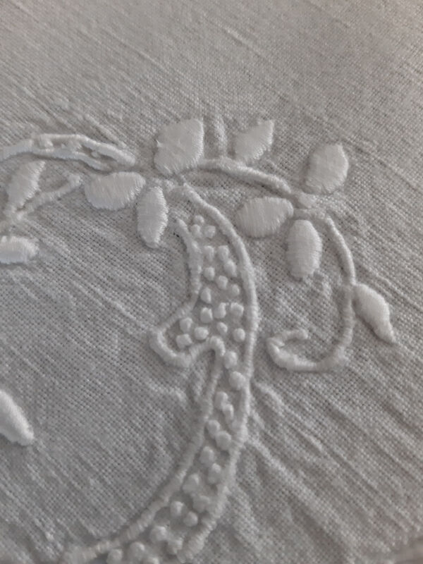 Old linen yarn embroidered and monogrammed