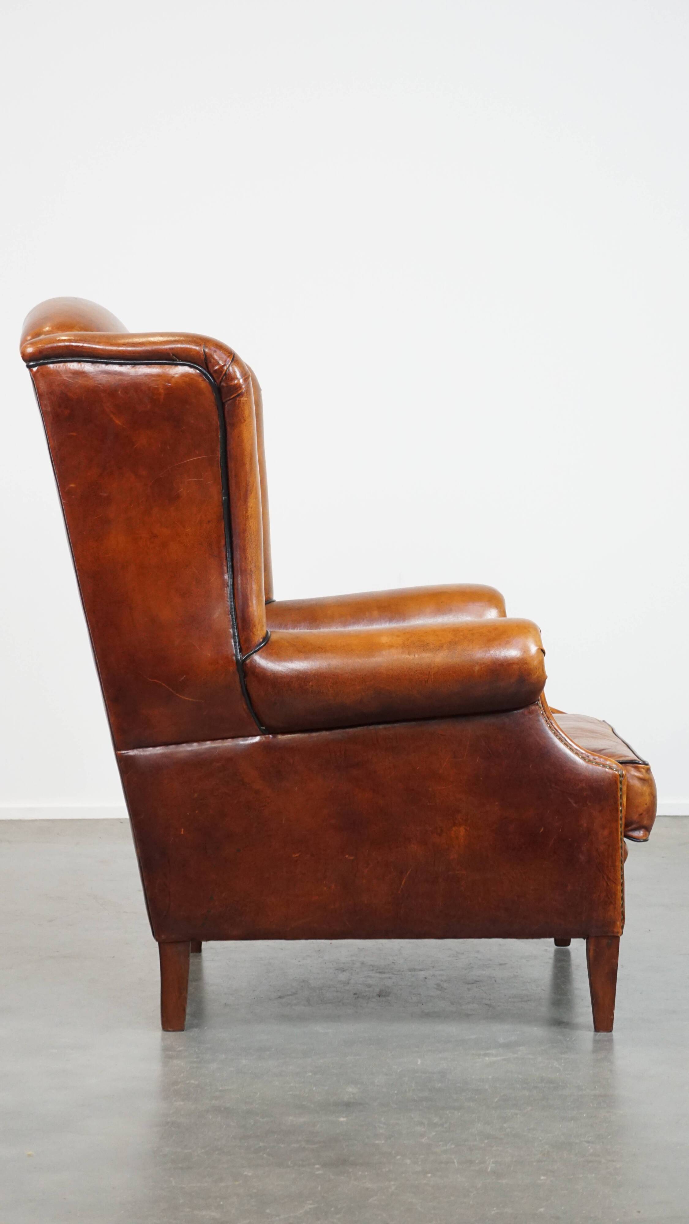 Sheep leather wingback chair