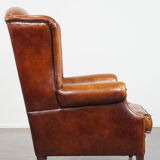 Sheep leather wingback chair