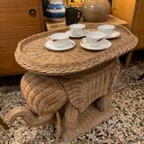 Vintage wicker elephant side table