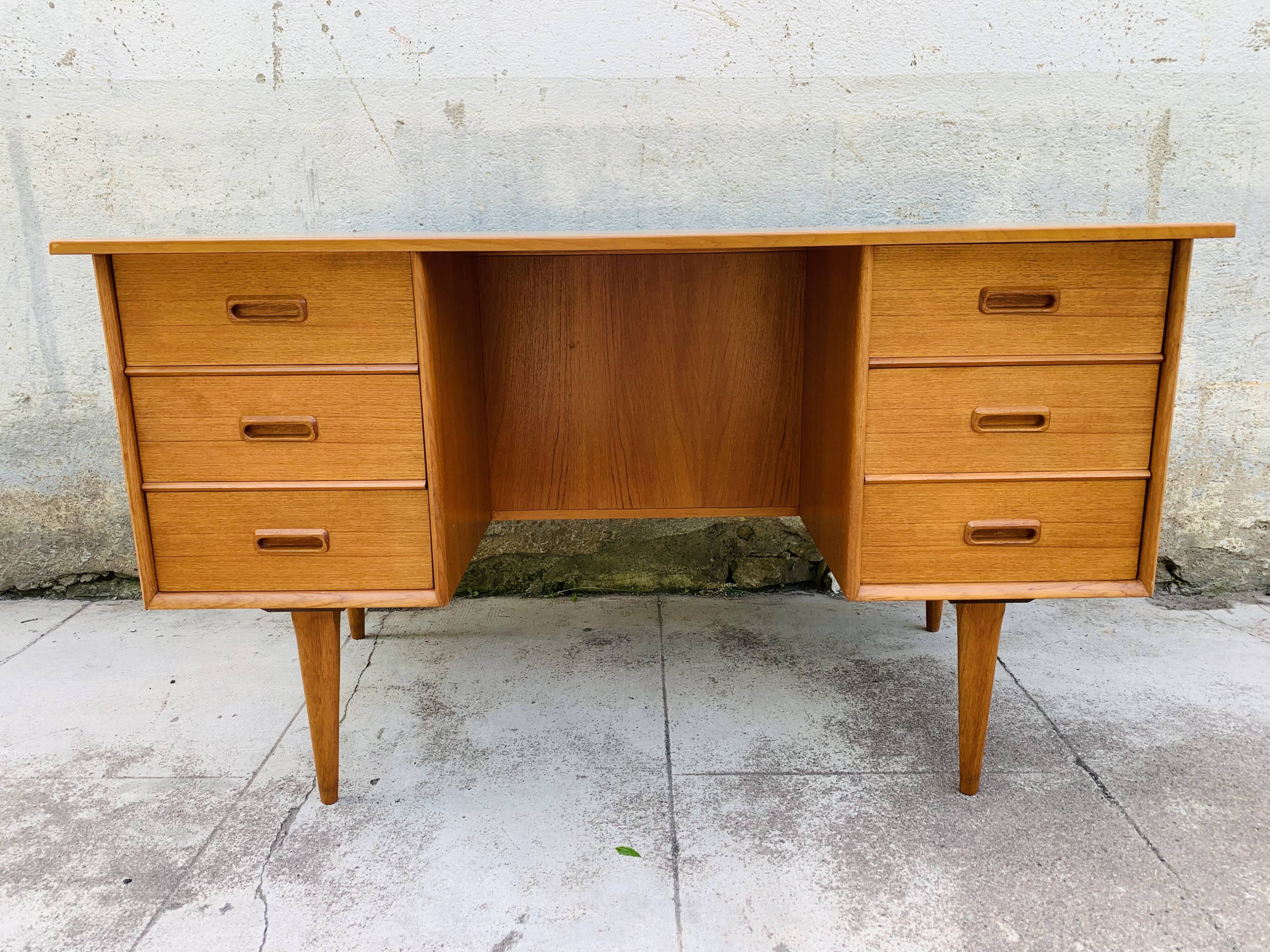 Scandinavian double-sided teak office 60s