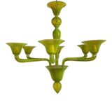 Contemporary Translucent Apple-Green Murano Style Glass Chandelier