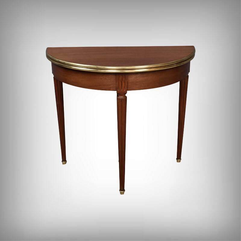 Table à jeux demi-lune en acajou, style Louis XVI – début XXe