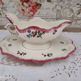 Gravy boat on frame Gien France Lorraine model