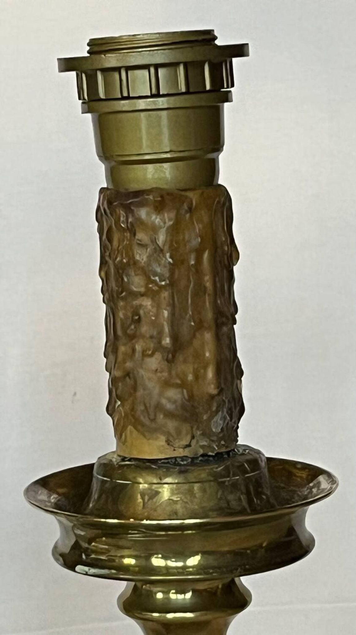 Old gilded bronze candle holder lamp bases