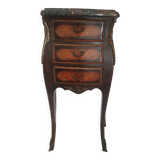 Antique inlaid bedside table with marble top