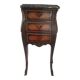 Antique marquetry bedside table, marble top