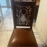 Set of 6 Indian-style carved wooden chairs