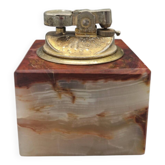 Vintage onyx table lighter 1960s chrome top