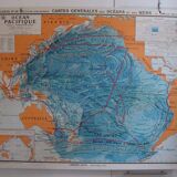 Old school map of geography oceans and seas Hatier Vallaux n°26