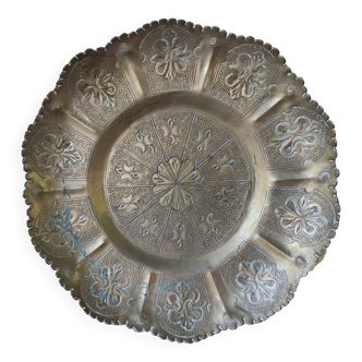 Ancien plateau en laiton marocain