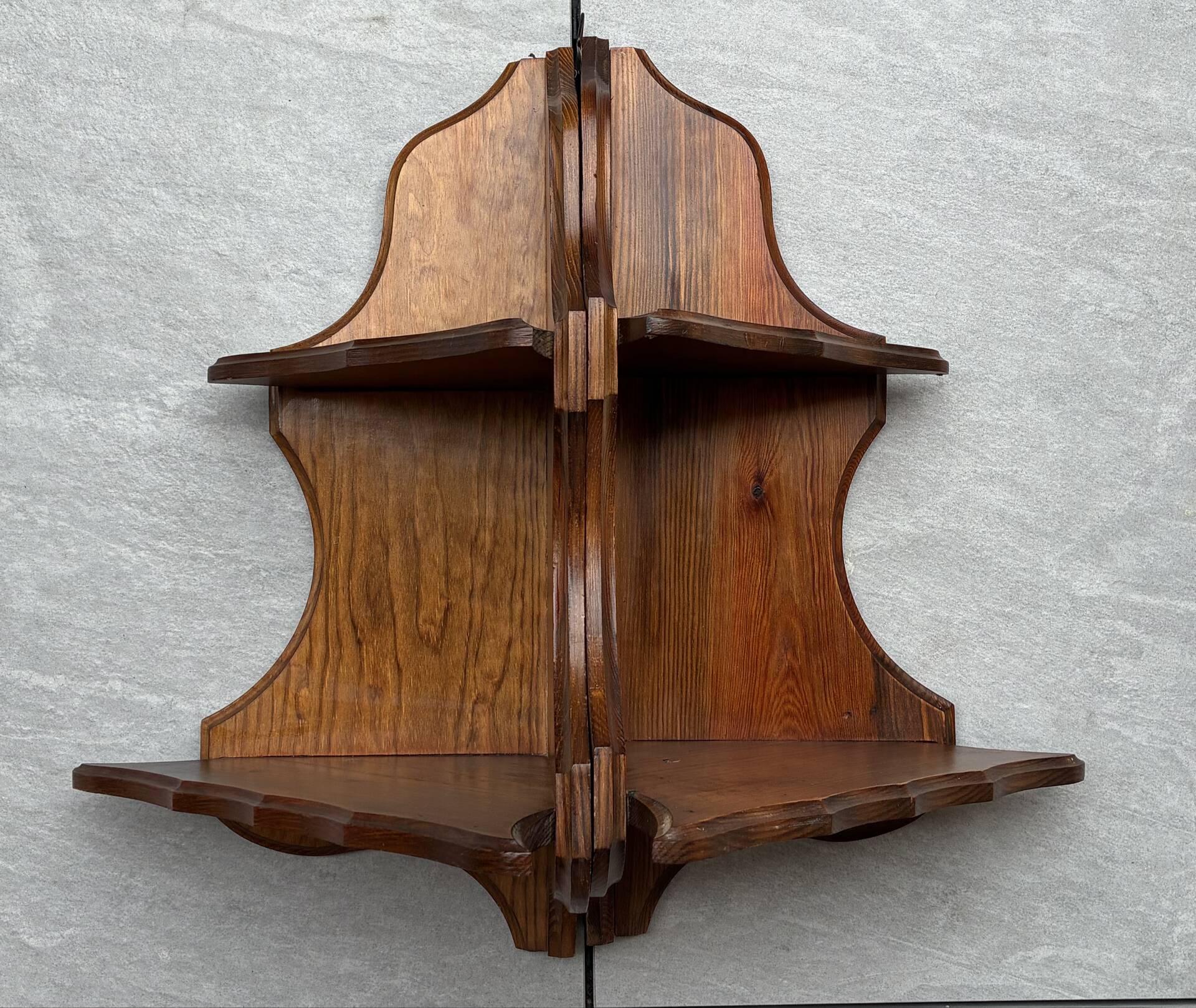 Pair of vintage corner shelves