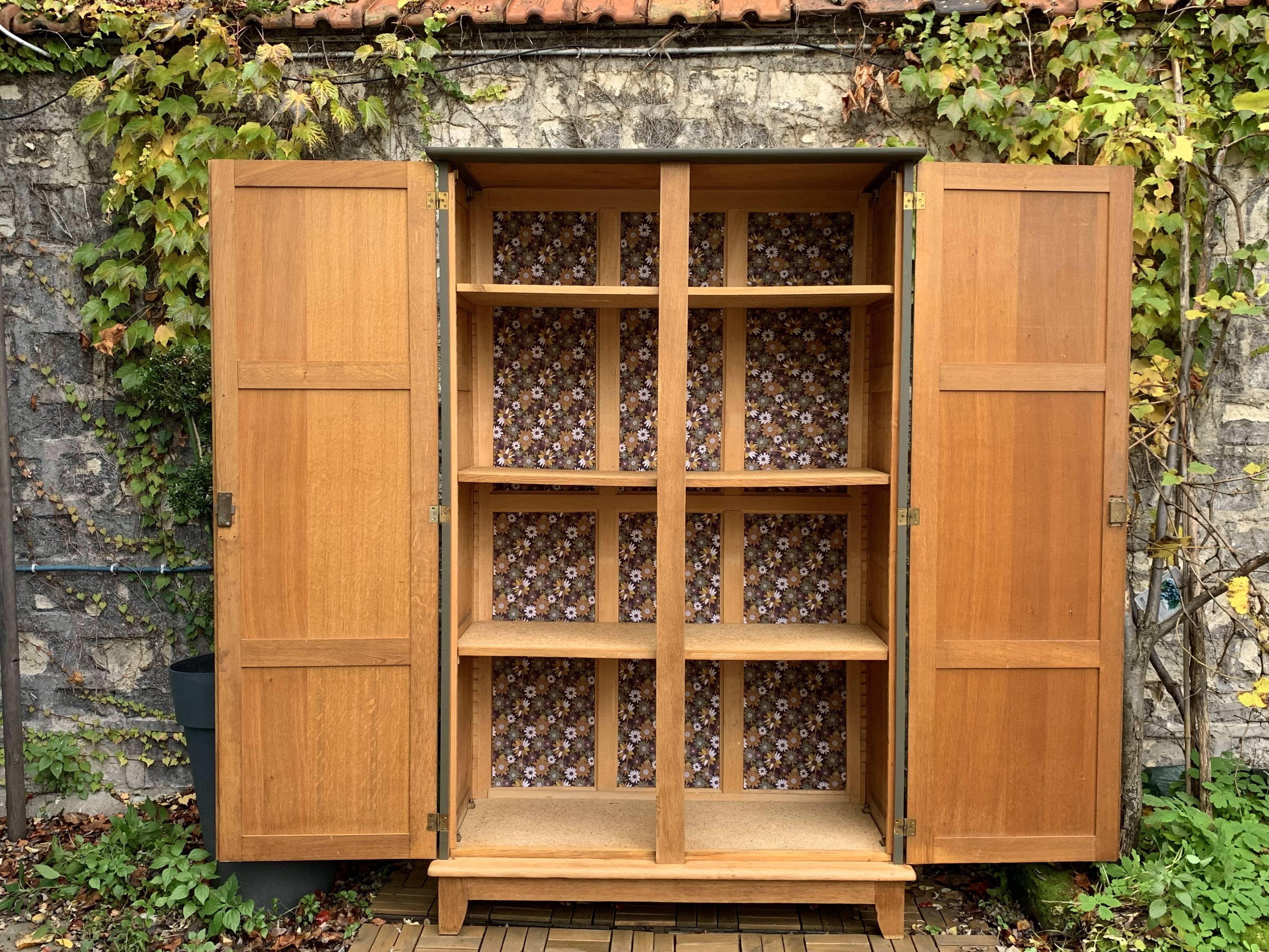Parisian solid oak wardrobe 1960