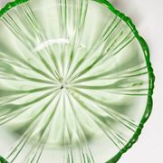 Vintage green decorative plate with flowers from the mid-century, Italy, 1960s.