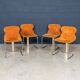 Ensemble de salle à manger italien vintage des années 20 en suede orange par willy rizzo c.1970