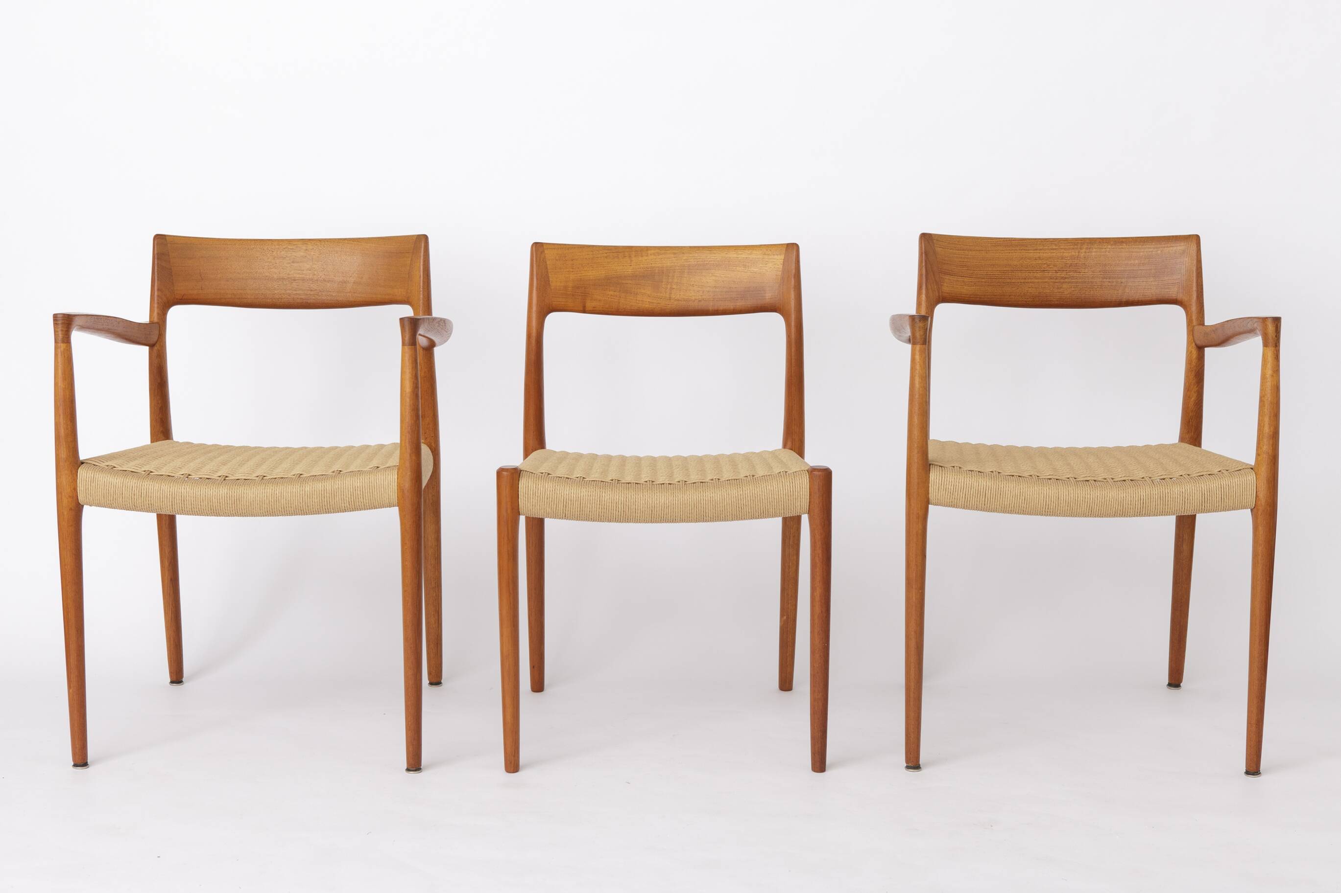 Niels Møller Dining Chair Set (6) – Models 77 & 57, Teak, Danish Cord