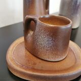 Coffee service 4 cups and under cups of potter signed Stocker
