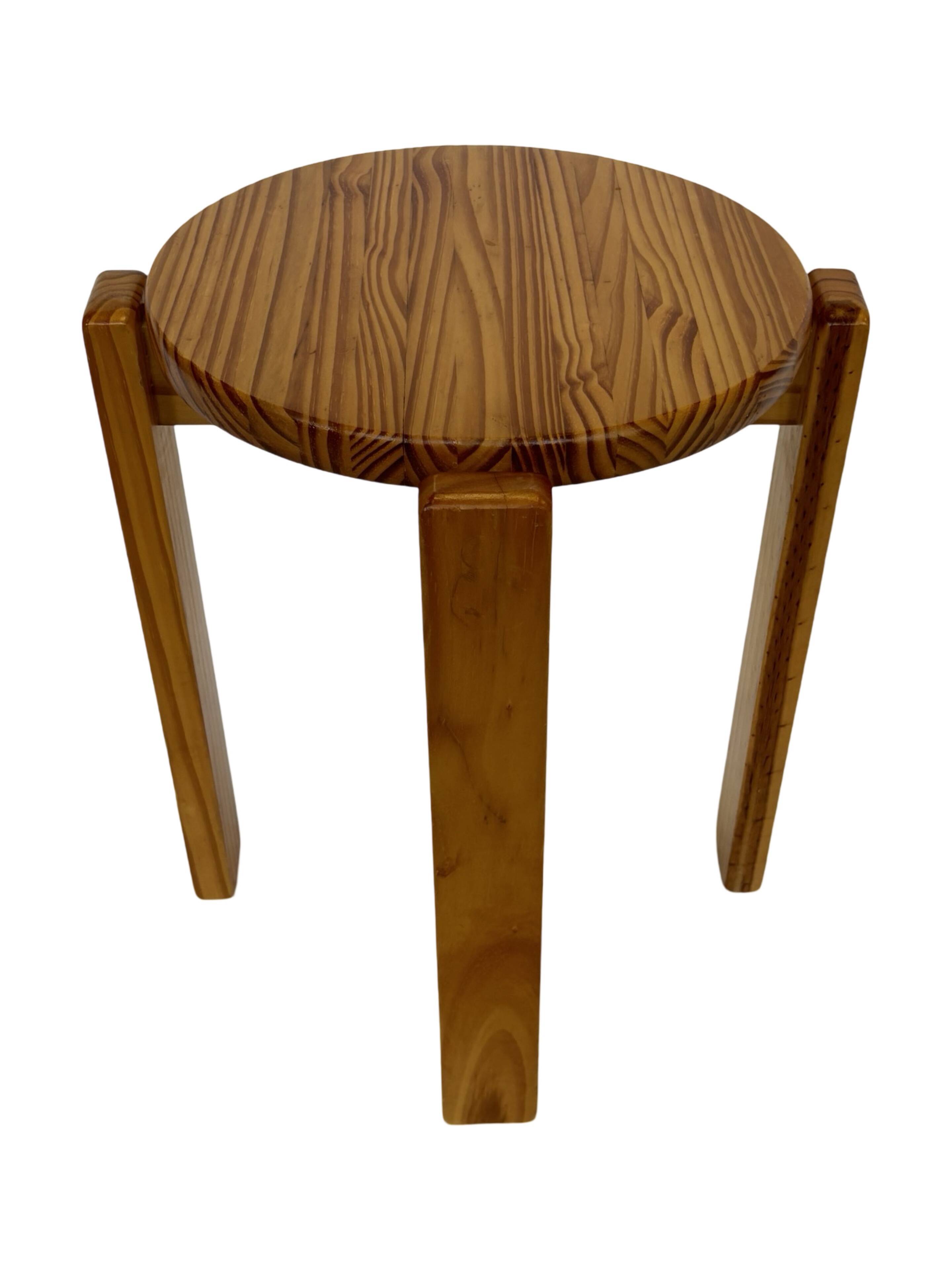Mid century pinewood stool, 1960s minimalistic design