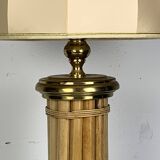 Midcentury bamboo and brass large mushroom table lamp by Leola, 1960s