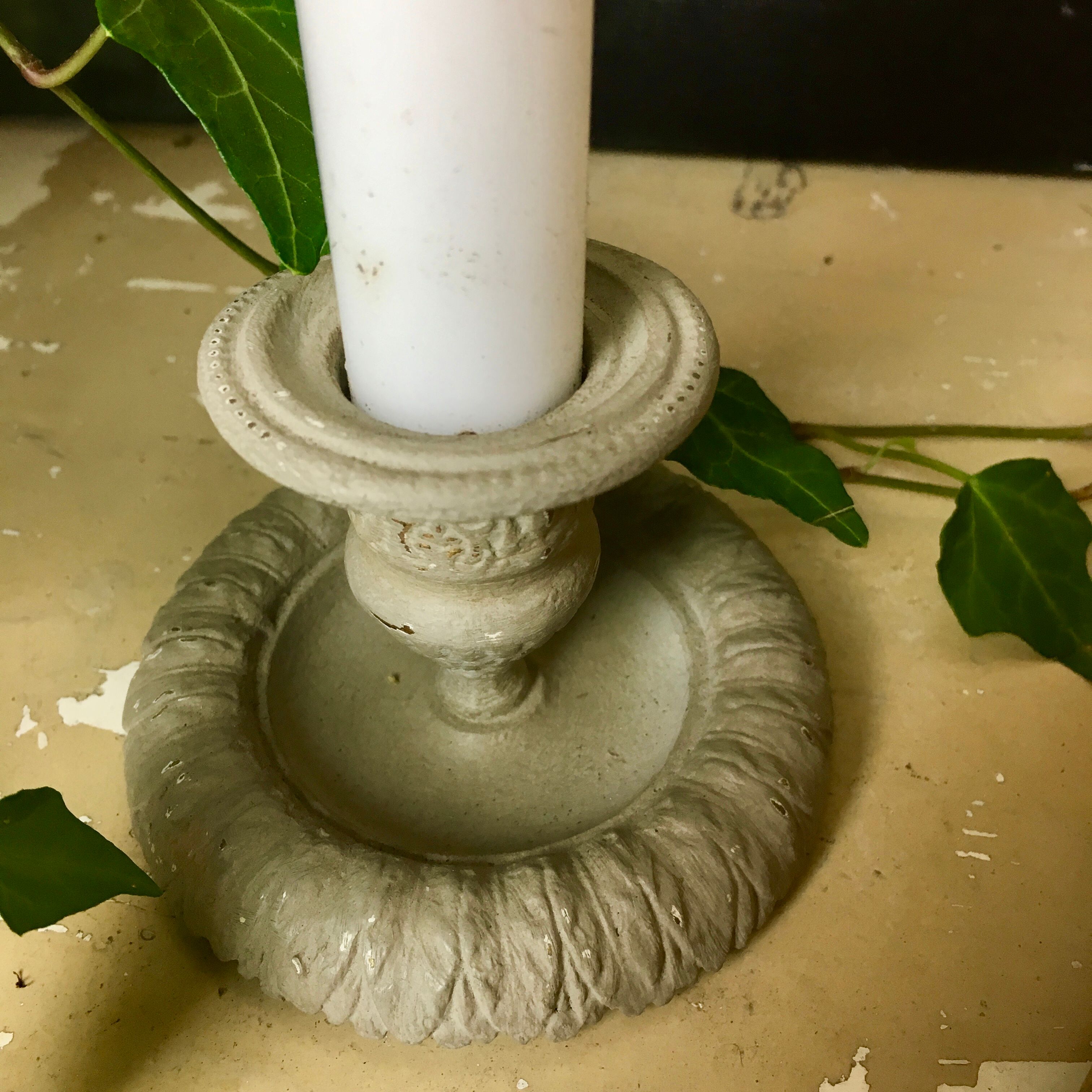 Candlestick time 19th bronze green gray