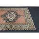Vintage Turkish Oushak handmade wool cotton brown runner rug 143x347