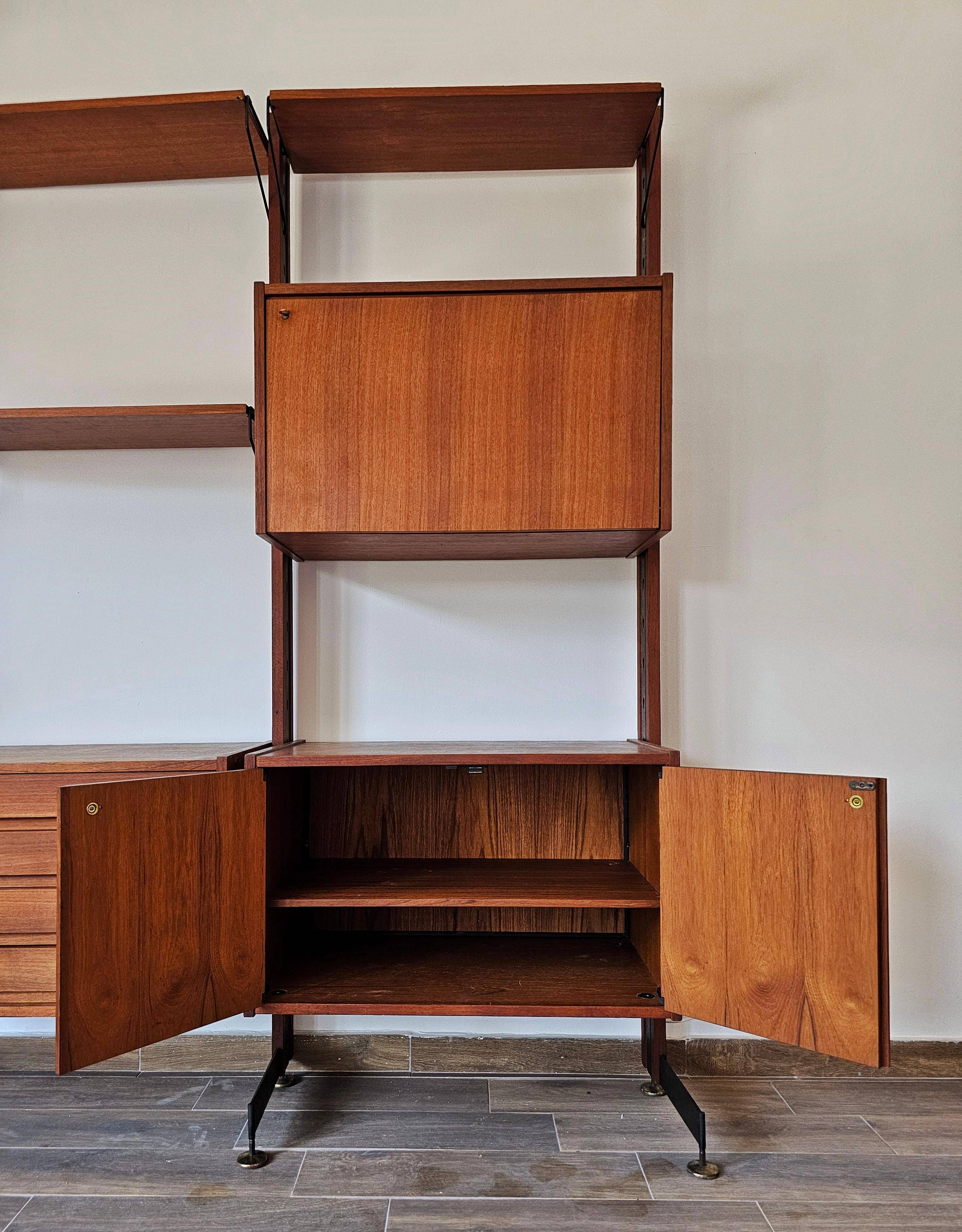 Bibliothèque modulaire Mid Century Modern en teck par Selex Padova