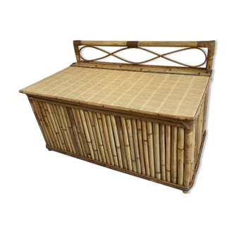 Vintage rattan and bamboo toy chest