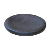 Vintage sculptural polished black marble donut plate flat tray empty po