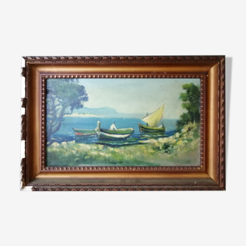 Tableau ancien "vue d'Antibes"