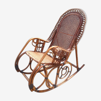 Rocking-chair vintage Peacock in rattan