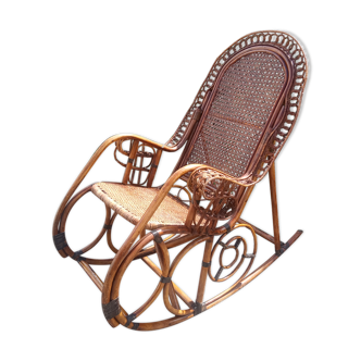 Rocking-chair vintage Peacock in rattan