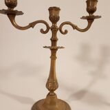 Old brass candlesticks 3 arms set of 2