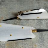 Pair of vintage plexi and bakelite 50s wall lamps