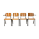Banc d'école composé de 4 chaises empilables en contreplaqué industriel par Marko Holland