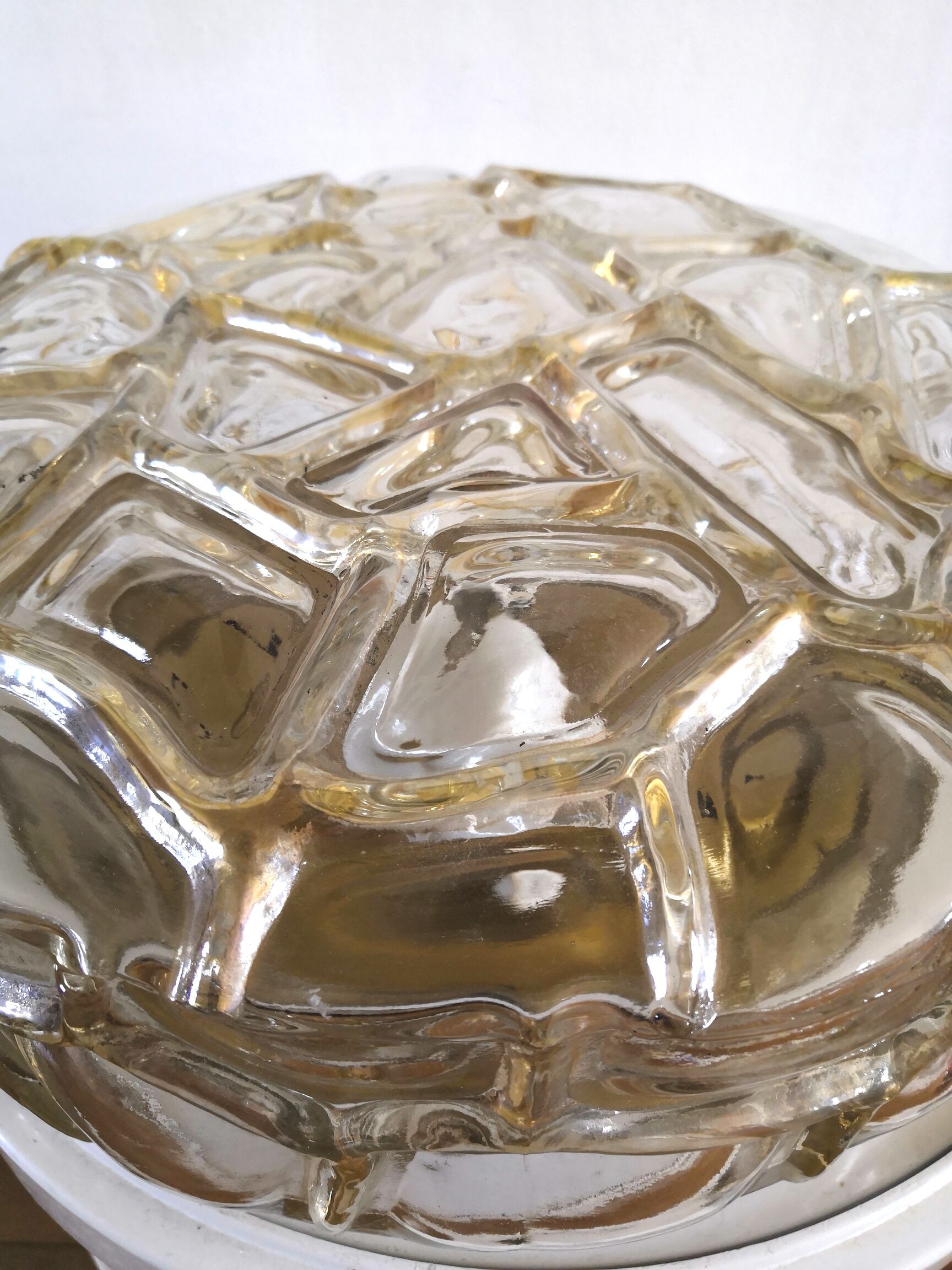 Vintage ceiling lamp in bubbled glass design Profassung 70s - 80s