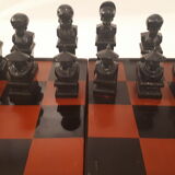 Chess in chinese lacquer red and black, chinese parts