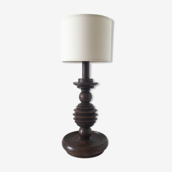 Lampe vintage en bois tourné