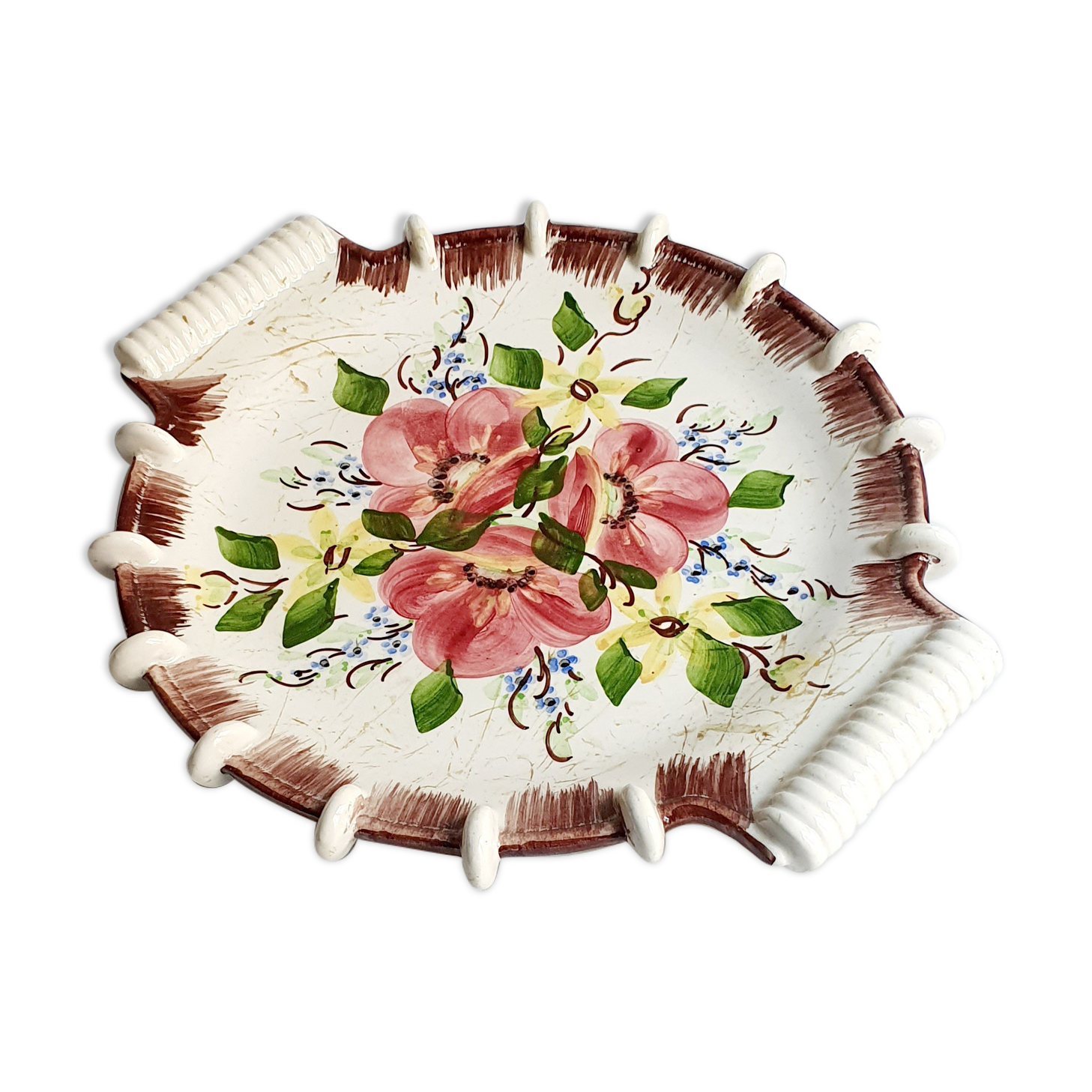 Hand-painted ceramic cake dish