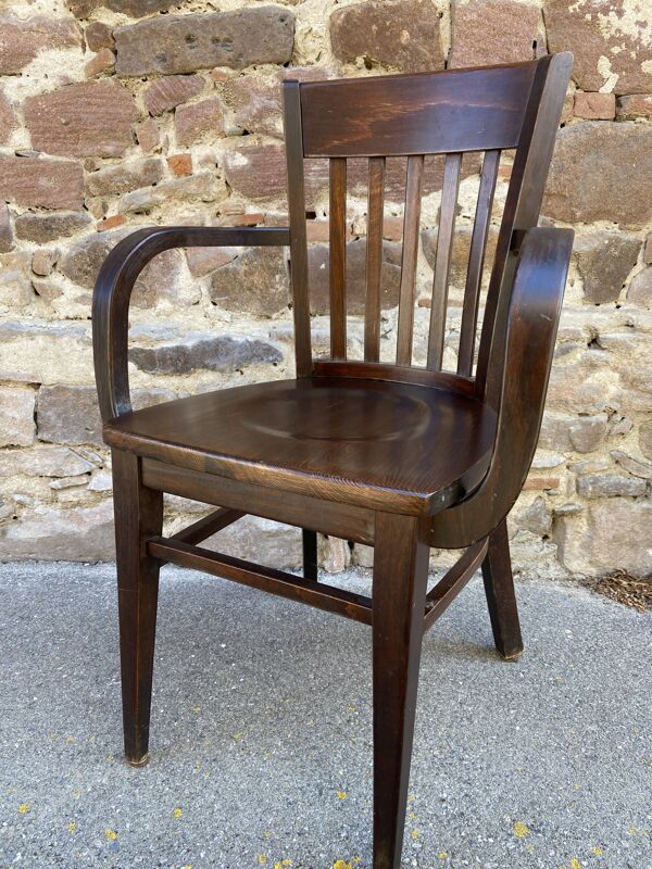Paire de fauteuils type restaurant scholz colonial bois courbé américain vintage 80s