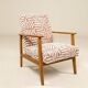 Fauteuil Vintage Design Corak Tissu Jacquard Rose Design MCM