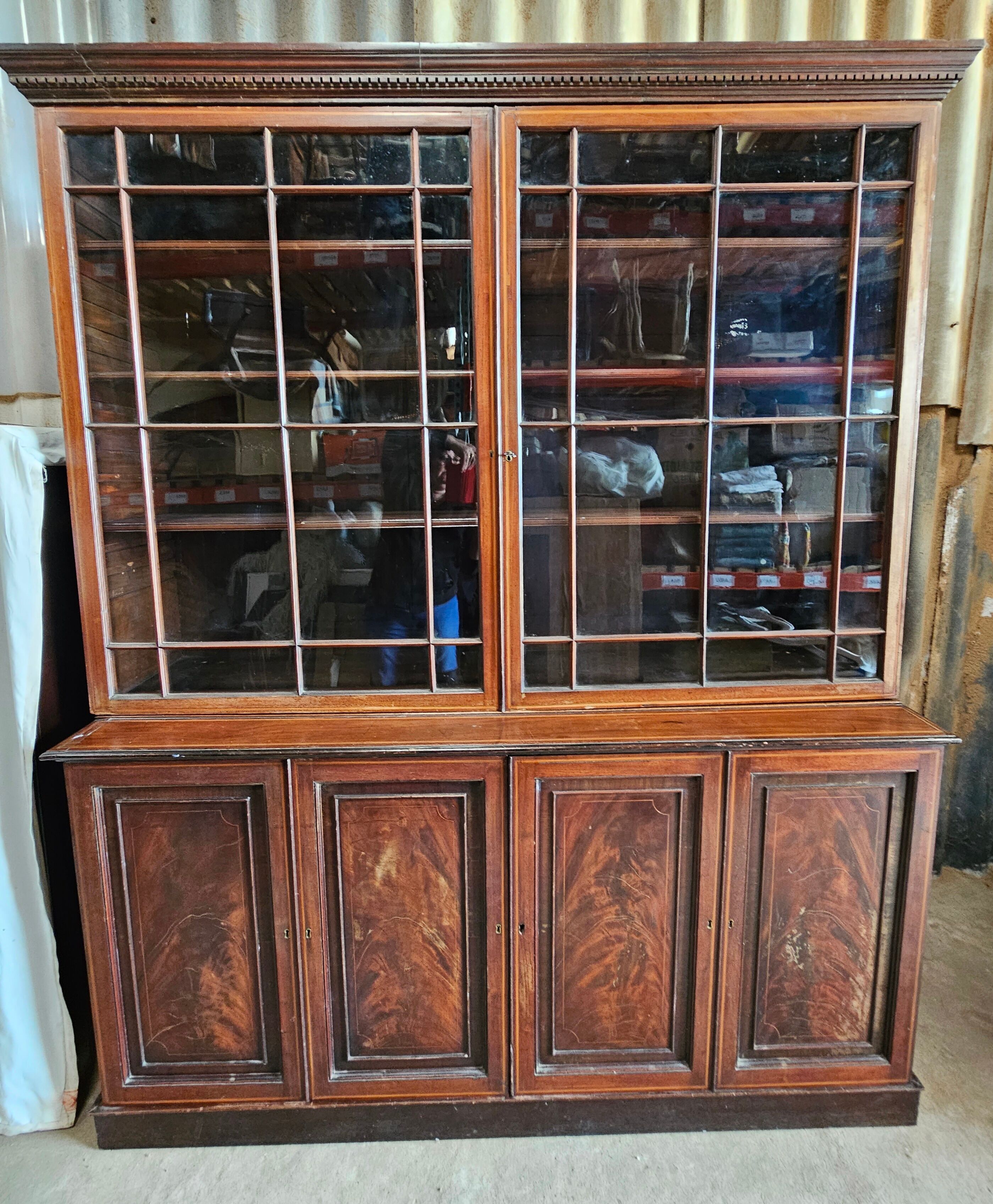 English mahogany bookcase with drawers